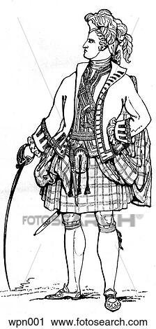 Officer of the Black Watch, Scotland, c. 1750 View Large Illustration Clip Art - Officer of the Black Watch, Scotland, c. 1750. Fotosearch