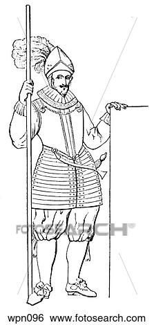 Stock Illustration - Pikeman, early 17th century. Fotosearch