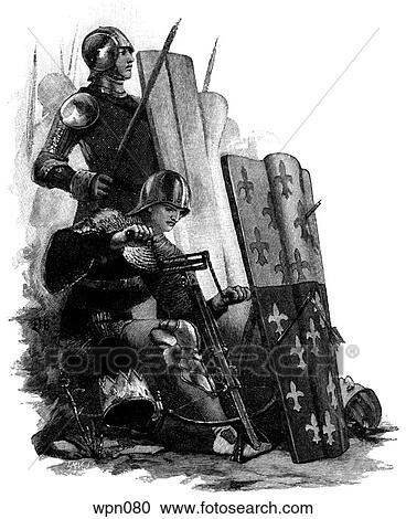 Clipart - Pikeman with Pavis, Crossbowman. Fotosearch