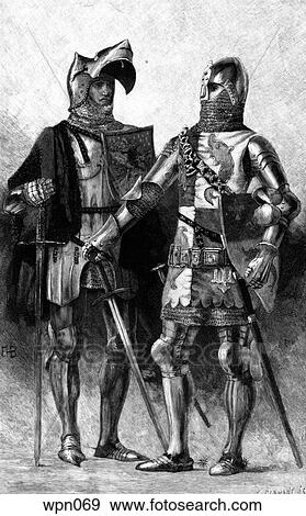 Stock Illustration - Plate Armor of 1415 (Prince Charles of Orleans), Armor of 1370 (Charles V). Fotosearch