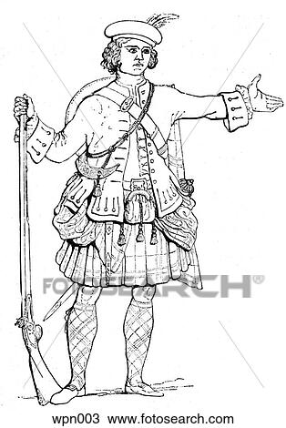 Drawing - Scottish Soldier, c. 1750. Fotosearch