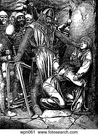 Soldiers in Chain Mail Interrogating a Boy. Illustration by Howard Pyle ...