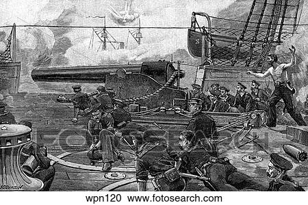 The Civil War: Naval Battle, 1864 View Large Illustration Clipart - The Civil War: Naval Battle, 1864. Fotosearch