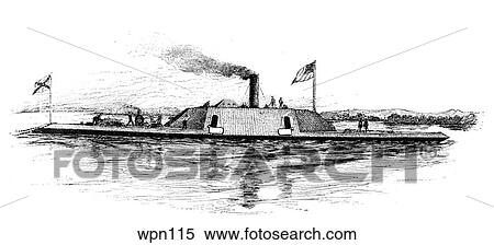 Stock Illustration - The Civil War: The Confederate Ram Albemarle, 1864. Fotosearch