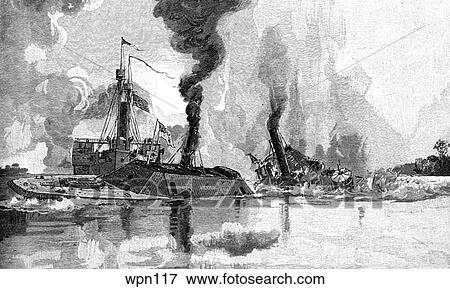 Stock Illustration - The Civil War: The Sinking of the Southfield, 1864. Fotosearch