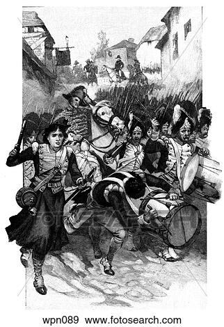 Stock Illustration - The Waterloo Campaign, 1815: The Charge through the Streets of Ligny. Fotosearch