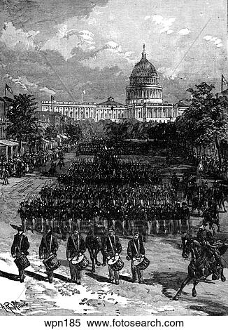 Stock Illustration - Union Troops on Parade in Washington DC, at the end of the American Civil War. Fotosearch