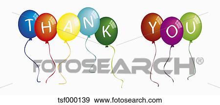 Stock Photograph of Text thank you on colorful balloons against white ...