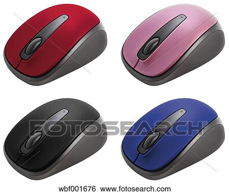 Different coloured computer mouse on 