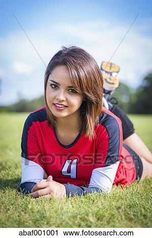 アメリカ テキサス アメリカ人 高校 女の子 中に スポーツ 衣装 ストックイメージ Abaf Fotosearch