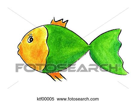 イラスト 緑の魚 ストックフォト 写真素材 Ktf Fotosearch