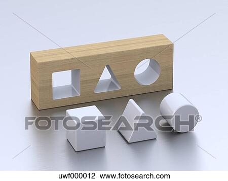 Geometrisch, formen, weiß, boden, 3d, übertragung Stock Bild