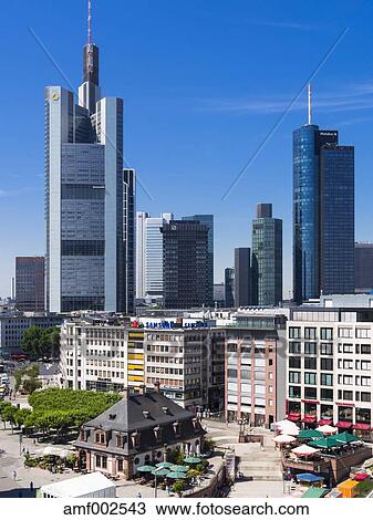 Germany Hesse Frankfurt View To Financial District With