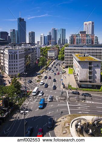 Germany Hesse Frankfurt View To Financial District With