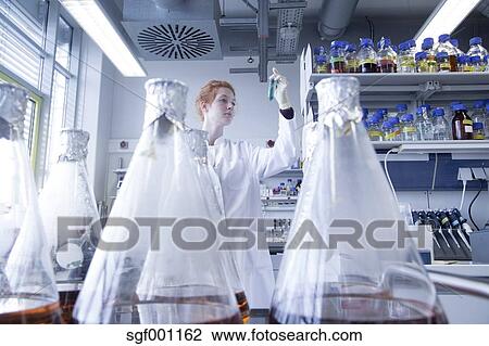 若い 女性 自然 科学者 仕事 中に 生化学 実験室 ストックイメージ Sgf Fotosearch
