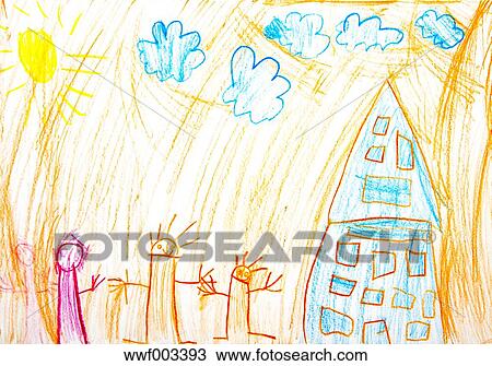 رسم الطفل, البيت., أيضا, اّطفال ألبوم الصور  wwf003393  Fotosearch