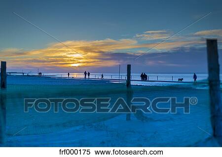 Germany Lower Saxony Norden Norddeich North Sea Coast At Sunset