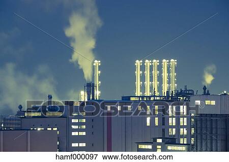 Germany Bavaria Burghausen Industrial Area At Night Stock Photo Hamf Fotosearch