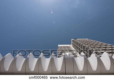 Germany Berlin Porch Of Haus Des Lehrers Seen From Below Stock