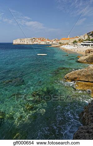 Croatie Dubrovnik Vieille Ville Et Plage Image