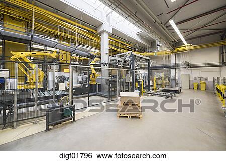 Factory Shop Floor Industrial Robot Stock Photograph Digf01796