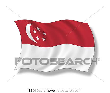 イラスト 旗 の シンガポール イラスト 11060cs U Fotosearch