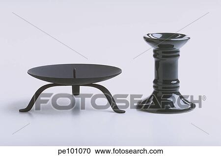 Stock Image - black, candle, ceramic, dark, holder, household, indoor. Fotosearch