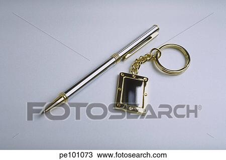 Stock Image - business, corporate, gold, household, indoor, keyring, metal. Fotosearch