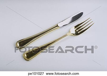 cutlery, fork, gold, handles, household, indoor, knife View Large Photo Image Stock Photo - cutlery, fork, gold, handles, household, indoor, knife. Fotosearch