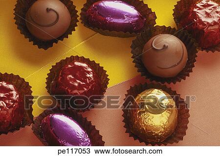 Stock Image - assorted, chocolate, caring, candy, arrangement. Fotosearch