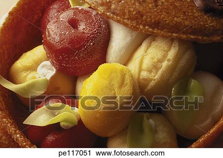Stock Image - assorted, food, detail, desert, arrangement. Fotosearch