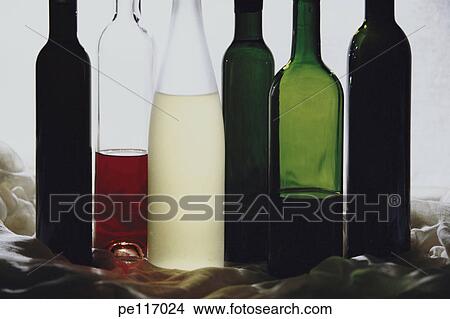 Picture - beverage, bottle, drink, green, line. Fotosearch