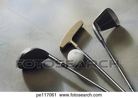 Stock Image - club, still life, golf, fitness, arrangement. Fotosearch