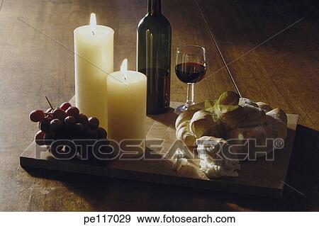 Stock Photo - food, assorted, drink, cheese, beverage, grape, arrangement. Fotosearch