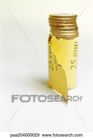 Open roll of euro coins. View Large Photo Image Stock Photo - Open roll of euro coins.. Fotosearch