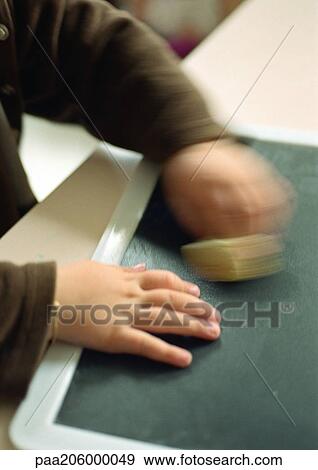 Child using chalkboard and sponge. View Large Photo Image Stock Photo - Child using chalkboard and sponge.. Fotosearch