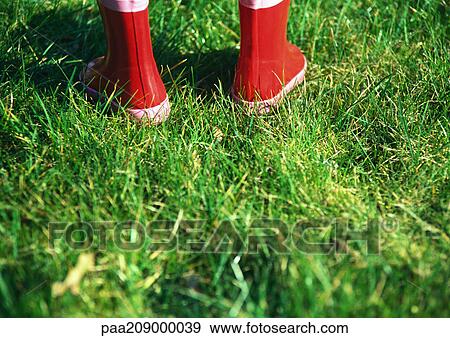 Rubber boots on grass View Large Photo Image Stock Photo - Rubber boots on grass. Fotosearch
