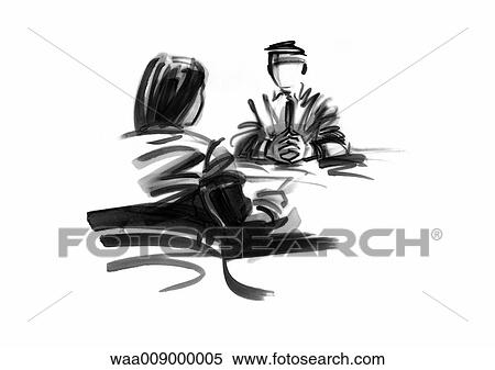 drawing, black and white, illustration, employer, employee, interview, engage View Large Illustration Stock Illustration - drawing, black and white, illustration, employer, employee, interview, engage. Fotosearch