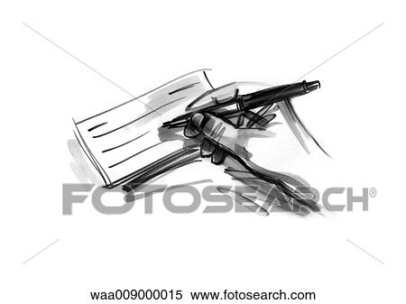 drawing, black and white, illustration, cheque book, cheque, signature, payment View Large Illustration Stock Illustration - drawing, black and white, illustration, cheque book, cheque, signature, payment. Fotosearch