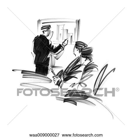 drawing, black and white, illustration, statistics, work, office, colleague View Large Illustration Stock Illustration - drawing, black and white, illustration, statistics, work, office, colleague. Fotosearch