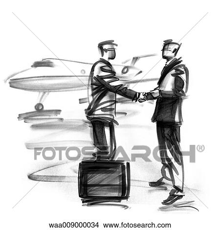 drawing, black and white, illustration, business, businessmen, appointment, handshake View Large Illustration Stock Illustration - drawing, black and white, illustration, business, businessmen, appointment, handshake. Fotosearch