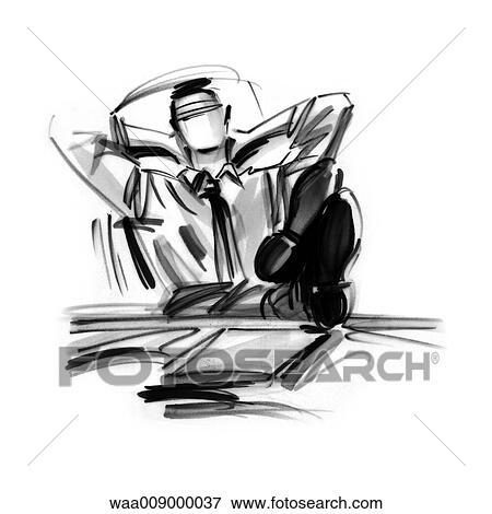 drawing, black and white, illustration, wellbeing, relaxation, relaxation, break View Large Illustration Stock Illustration - drawing, black and white, illustration, wellbeing, relaxation, relaxation, break. Fotosearch
