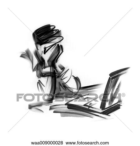 drawing, illustration, computer, data processing, work, break, relaxation View Large Illustration Stock Illustration - drawing, illustration, computer, data processing, work, break, relaxation. Fotosearch