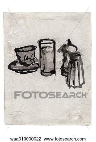 コーヒー コーヒーブレイク カップ 図画 イラスト 壊れなさい リラックス スケッチ Waa Fotosearch