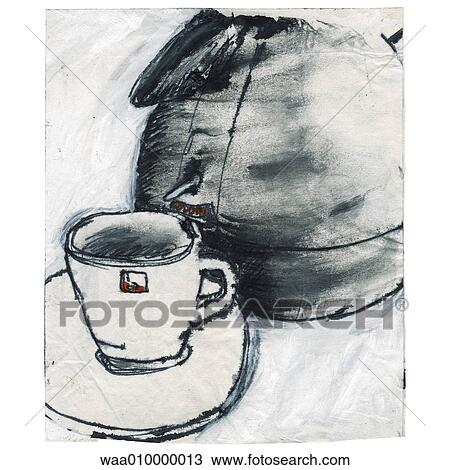 コーヒー コーヒーブレイク Thermos の フラスコ 図画 イラスト 壊れなさい リラックス スケッチ Waa Fotosearch