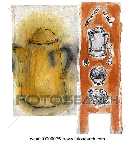 coffee, coffee break, coffee machine, drawing, illustration, break, relaxation View Large Illustration Stock Illustration - coffee, coffee break, coffee machine, drawing, illustration, break, relaxation. Fotosearch