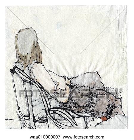 Stock Illustration - drawing, illustration, bar, coffee, waiting, loneliness. Fotosearch