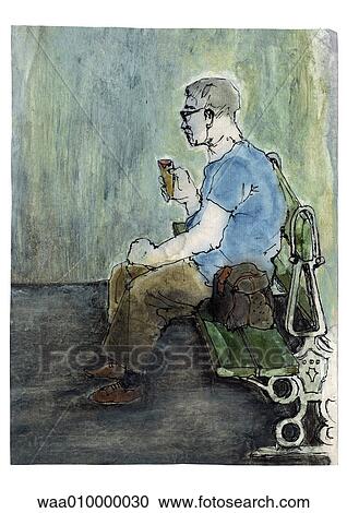 drawing, illustration, break, bench, tasting, ice, relaxation View Large Illustration Clipart - drawing, illustration, break, bench, tasting, ice, relaxation. Fotosearch
