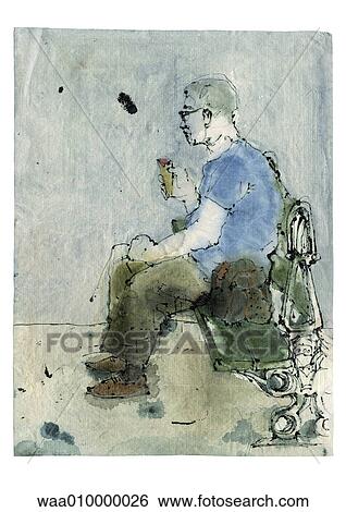 drawing, illustration, break, bench, tasting, ice, relaxation View Large Illustration Stock Illustration - drawing, illustration, break, bench, tasting, ice, relaxation. Fotosearch
