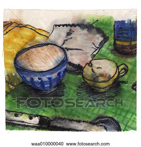 drawing, illustration, table, breakfast, copious, abundance, morning View Large Illustration Clipart - drawing, illustration, table, breakfast, copious, abundance, morning. Fotosearch